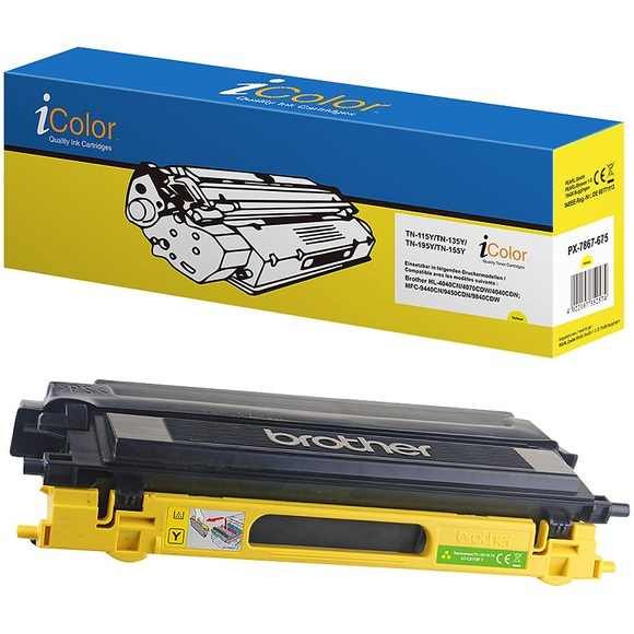 recycled / rebuilt by iColor Brother TN-135Y Toner- Rebuilt- yellow