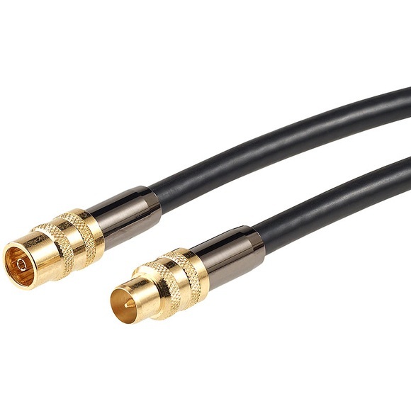 auvisio Premium-HDTV-Antennenkabel, Koaxial-Stecker, 1 m, schwarz, 105 dB