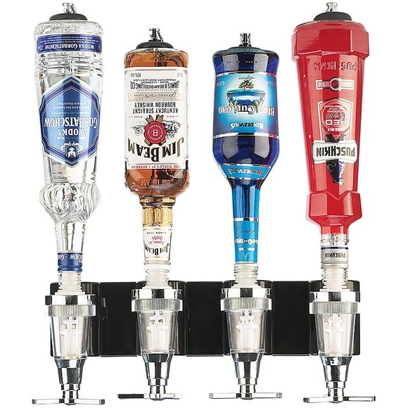 infactory Flaschenhalter und Dosierer, 4-fach, für Wandmontage