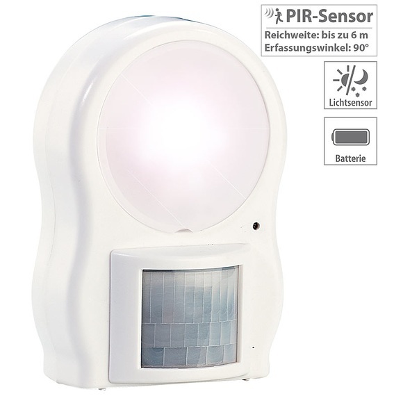 Lunartec LED-Leuchte mit Bewegungs- und Dämmerungssensor, Batteriebetrieb