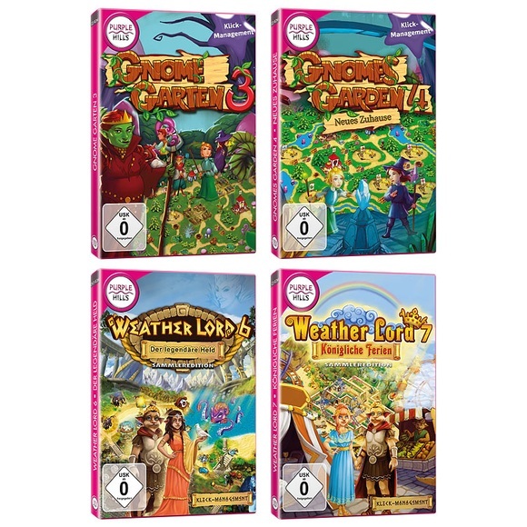 Yellow Valley PC-Spiele-Set "Weather Lord 6 + 7" und "Gnome Garten 3 + 4"