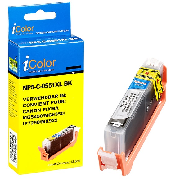 iColor Patrone für CANON (ersetzt CLI-551BK XL), photo-black mit CHIP