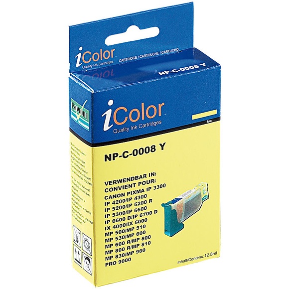 iColor Patrone für CANON (ersetzt CLI-8Y), ohne CHIP yellow