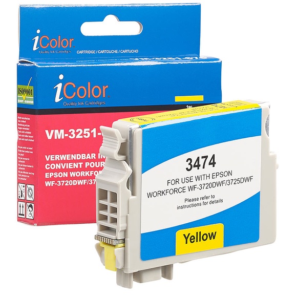 iColor Tintenpatrone für Epson-Drucker (ersetzt T3474 / 34XL), yellow, 14 ml
