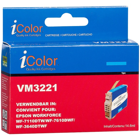 iColor Tintenpatrone für Epson (ersetzt T2712 / 27XL), cyan XL