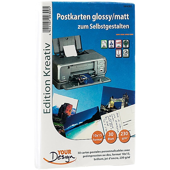 Your Design 90 Inkjet-Karten zum Selbstbedrucken in Postkartengrösse, glossy
