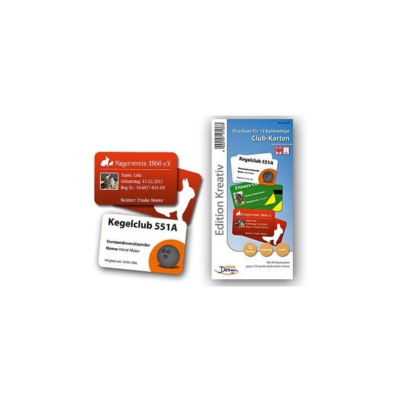 Your Design Druckset für 12 beidseitige Club-Karten, Laserdrucker