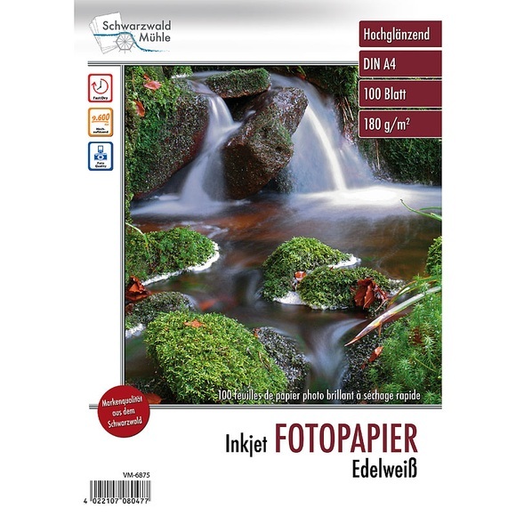 Schwarzwald Mühle Hochglanz-Fotopapier "Edelweiss", A4, 180 g/m², 100 Blatt