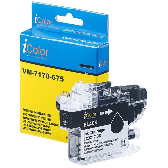 iColor Tintenpatrone für Brother (ersetzt LC-3217BK), schwarz