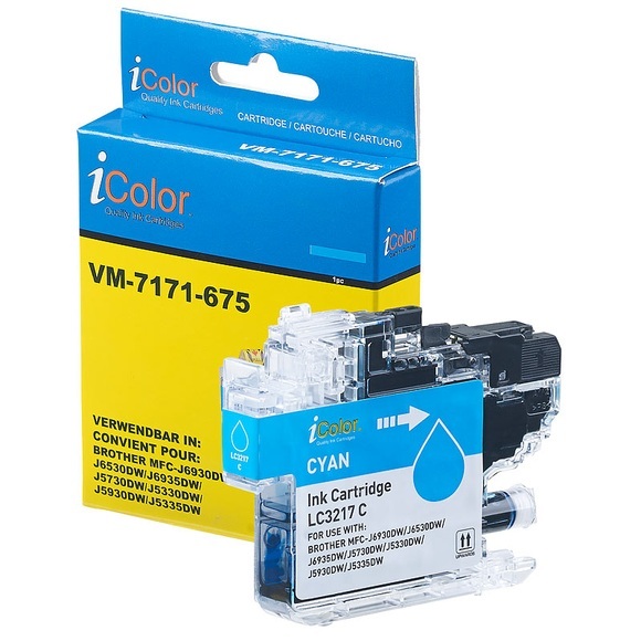 iColor Tintenpatrone für Brother (ersetzt LC-3217C), cyan