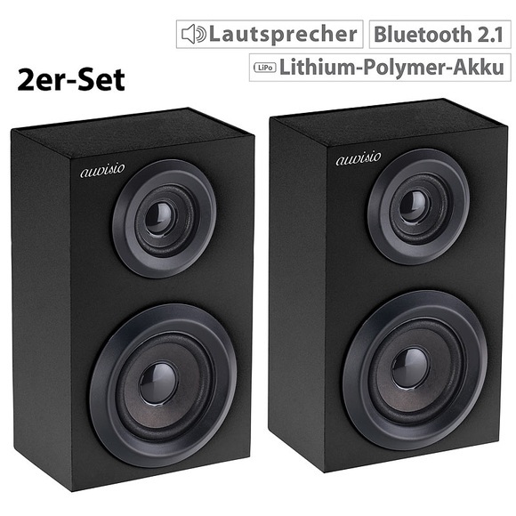 auvisio 1 Paar Stereo-Regal-Lautsprecher, Bluetooth, Holzgehäuse, 2x 10 Watt