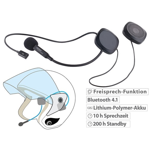 auvisio Stereo-Headset mit Bluetooth 4.1 & Freisprecher für Motorradhelme