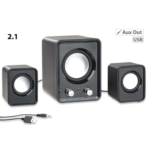 auvisio 2.1-Lautsprecher-System mit Subwoofer und USB-Stromversorgung, 20 Watt