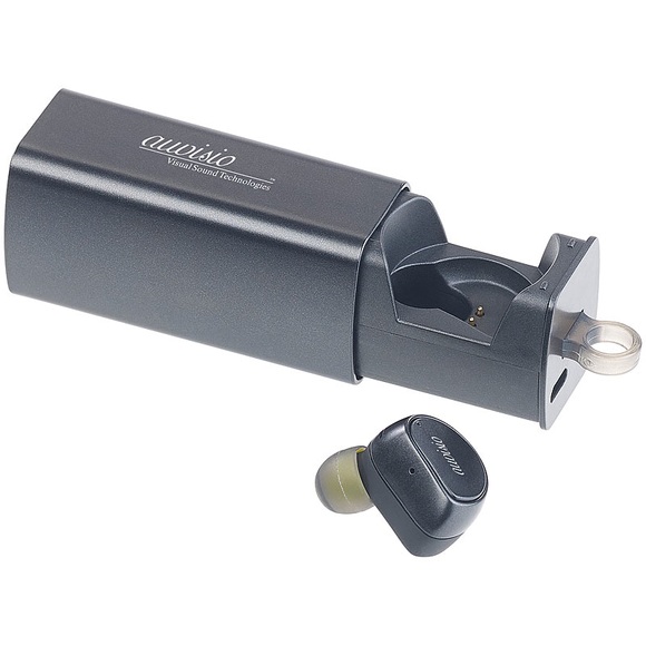 auvisio In-Ear-Mono-Headset mit Powerbank-Etui, Siri- & Google-kompatibel