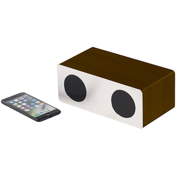 auvisio Stereo-Lautsprecher, Bluetooth, Holzgehäuse, Alu-Front, 20 W, 400 mAh