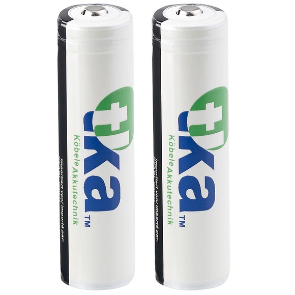 tka Köbele Akkutechnik 2er-Set Lithium-Ionen-Akkus Typ 18650, 3,7 Volt, 2.600 mAh
