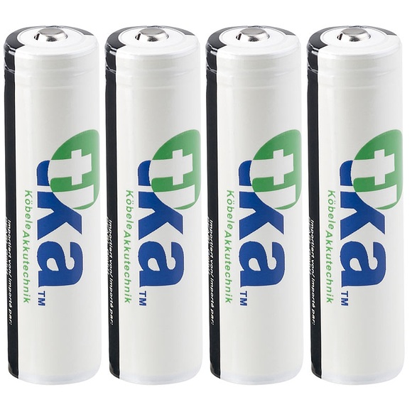 tka Köbele Akkutechnik 4er-Set Lithium-Ionen-Akkus Typ 18650, 3,7 Volt, 2.600 mAh