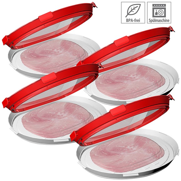 4er-Set Frischhaltedosen für Wurst- und Käse-Aufschnitt, oval