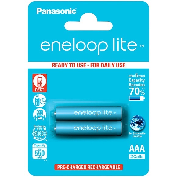 Panasonic eneloop lite NiMH-Akkus AAA / Micro, 1,2 Volt, 550 mAh, 2er-Pack