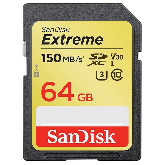 Sandisk SDXC-Karte Extreme Uhs-I U3 Card - Speicherkarte (64 GB, Schwarz)