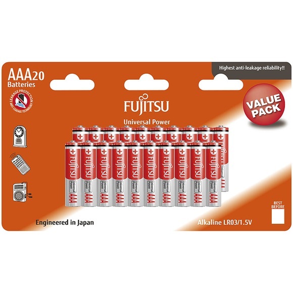 Fujitsu Siemens Universal Power Alkaline-Batterien Typ AAA /Micro, LR03, 1,5V, 20er-Bl
