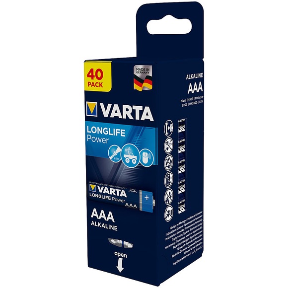 Varta Longlife Power Alkaline-Batterie, Typ AAA/Micro, LR03, 1.5V, 40er-Pack