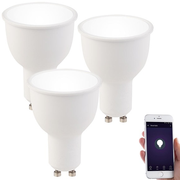 Luminea 3er-Set WLAN-LED-Lampen GU10, komp. mit Alexa, tageslichtweiss, A+