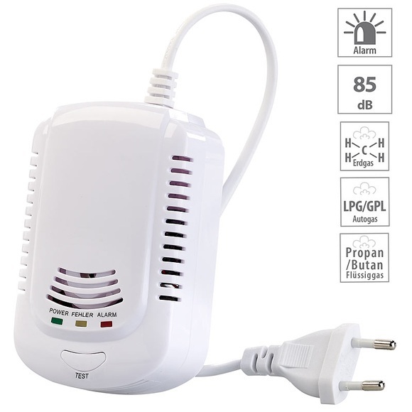 VisorTech Multi-Gasmelder für haushaltsübliche Gase, mit 3 Funktions-LEDs, 85 dB