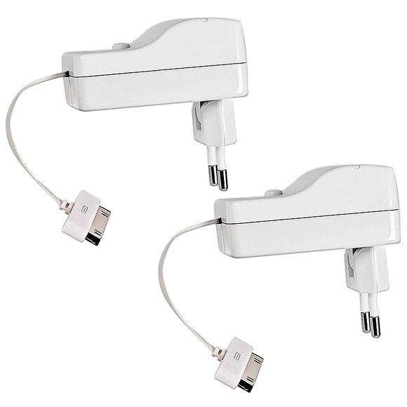 Apple Ladegerät für iPhone & iPod, Dock-Connector, Kabel ausziehbar, 2er-Set