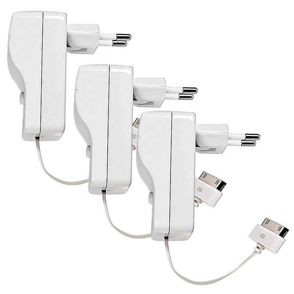 Apple Ladegerät für iPhone & iPod, Dock-Connector, Kabel ausziehbar, 3er-Set