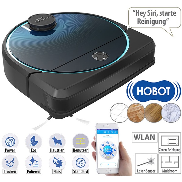 Multiroom-Saug- und Wisch-Roboter mit WLAN, App und 8 Reinigungs-Modi / Saugroboter