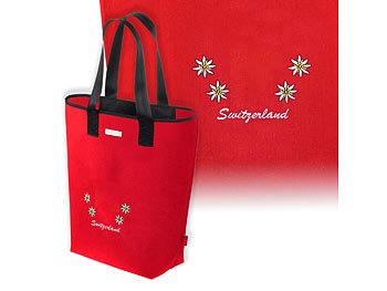 Shopping Tasche Ethno, Schweizer Design, rot