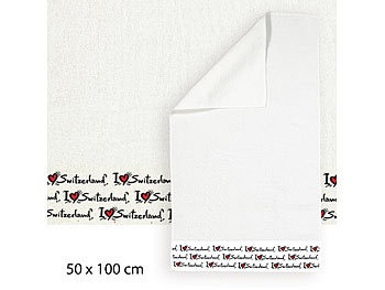 Handtuch I love Switzerland, 50x100cm, aus Baumwoll-Frottee