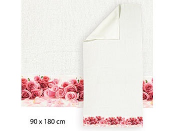 Badetuch Rosentraum, 90x180cm, aus Baumwoll-Frottee