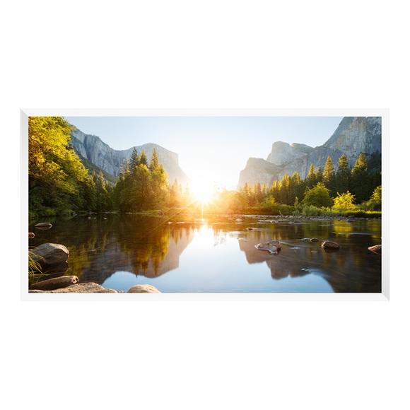 Poster im Bilderrahmen Holz in weiß als Panorama im Format 90 x 45 cm