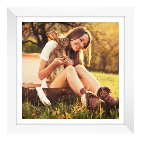 Poster im Bilderrahmen Holz breit in Galerie-Optik in weiß quadratisch im Format 50 x 50 cm
