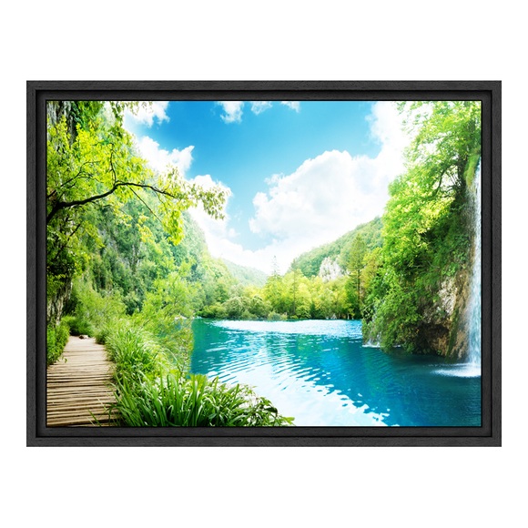 Glasbilder im Schattenfugen Rahmen Gemasert in schwarz im Format 75 x 50 cm