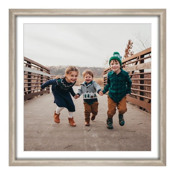 Poster im Bilderrahmen Holz im antik Look in silber quadratisch im Format 10 x 10 cm
