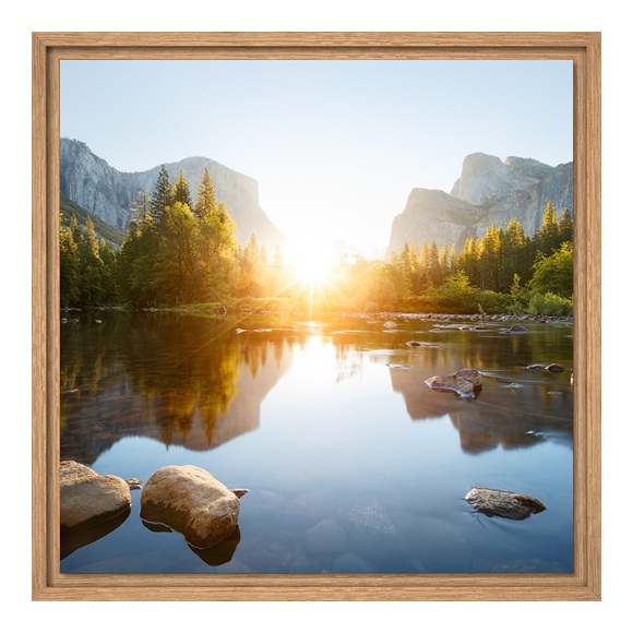 Fotos auf Leinwand im Schattenfugen Rahmen Eiche Natur für Fotos auf Leinwand quadratisch im Format 60 x 60 cm