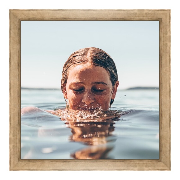 Poster im Bilderrahmen Holz im Vintage Look in weissgold quadratisch im Format 40 x 40 cm