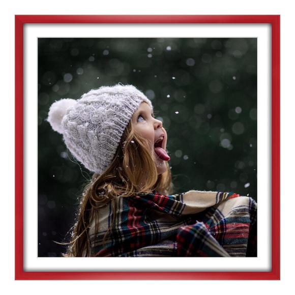 Poster im Rahmen Holz in rot im Format 48 x 27 cm