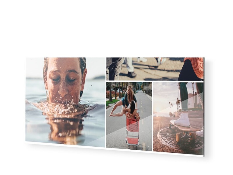 Fotos als Collage auf Glas als Panorama im Format 120 x 40 cm
