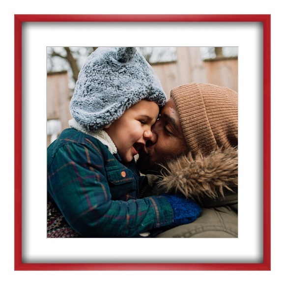 Poster im Rahmen Holz in rot im Format 80 x 45 cm