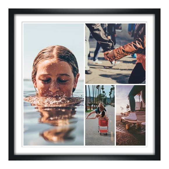 Poster mit Collage quadratisch im Format 40 x 40 cm im Rahmen