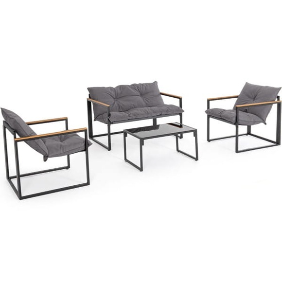 Gartenlounge Ilda dunkelgrau (4er-Set)