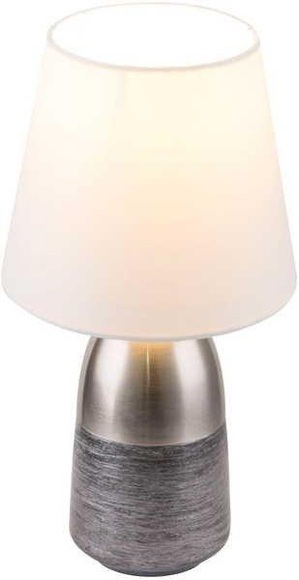 GLOBO EUGEN Tischleuchte nickel matt Silbergrau / Schwarz, Textil weiß, Textilkabel sc