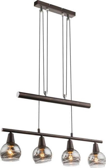 GLOBO ISLA Hängeleuchte Metall bronzefarben, Glas rauch klar, inkl. 10585 LED LM, höhe