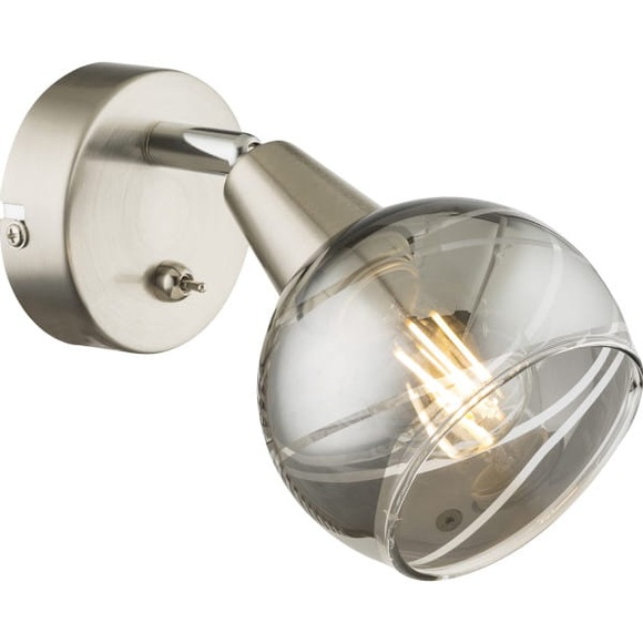 GLOBO ROMAN LED Strahler nickel matt, Glas rauch klar, inkl. 10585 LED LM, Schalter, B