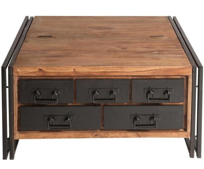 Couchtisch Natural Factory natur antikschwarz 90x90
