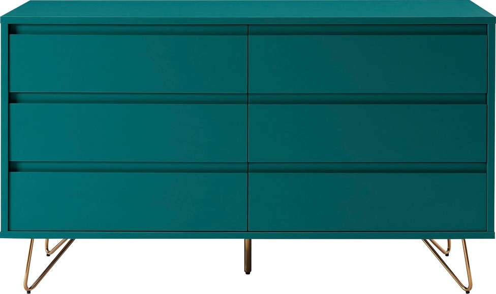 Kommode Breit 6 Schubladen blau